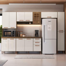 Cozinha completa fidelita berlim modulada 5 peças 305 cm 13 portas 2 gavetas com tampo noce off é boa?