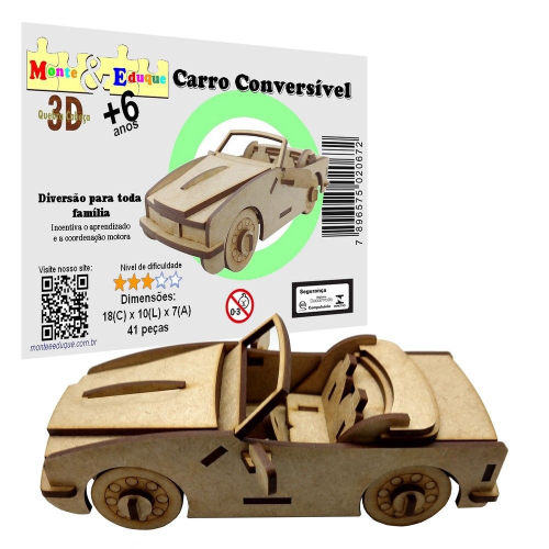 Quebra-cabeça de carro 3D com 48 desafios. Blocos de madeira - Grimm Toys