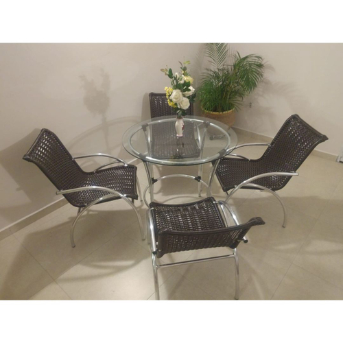 Conjunto de mesa com 4 cadeiras para varanda jardim e piscina