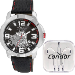 Kit Relógio Condor Masculino Analógico Prata CO2415BK/K8P Menor preço em Kit Relógio Condor Masculino Analógico Prata CO2415BK/K8P