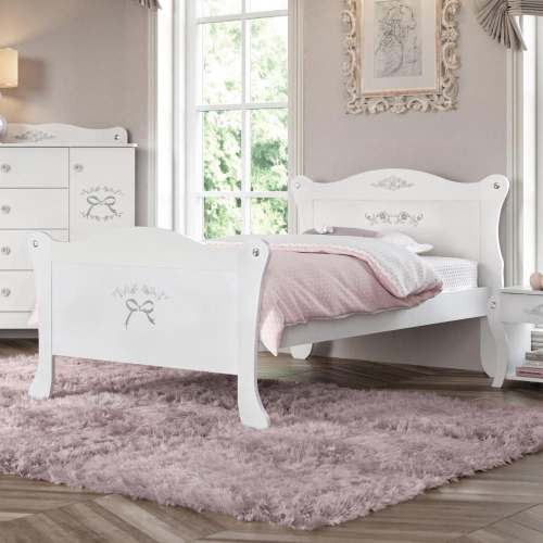 Cama Barbie Play com Escorregador e Barraca Pura Magia Branco com