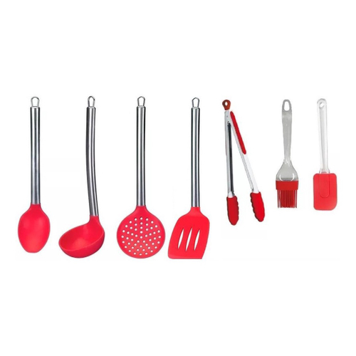 Kit Jogo de Cozinha Rosa 7 Utensílios de Silicone Pote Inox na Americanas  Empresas