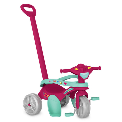 Triciclo infantil meninas mototico rosa 2 em 1 pedal E haste