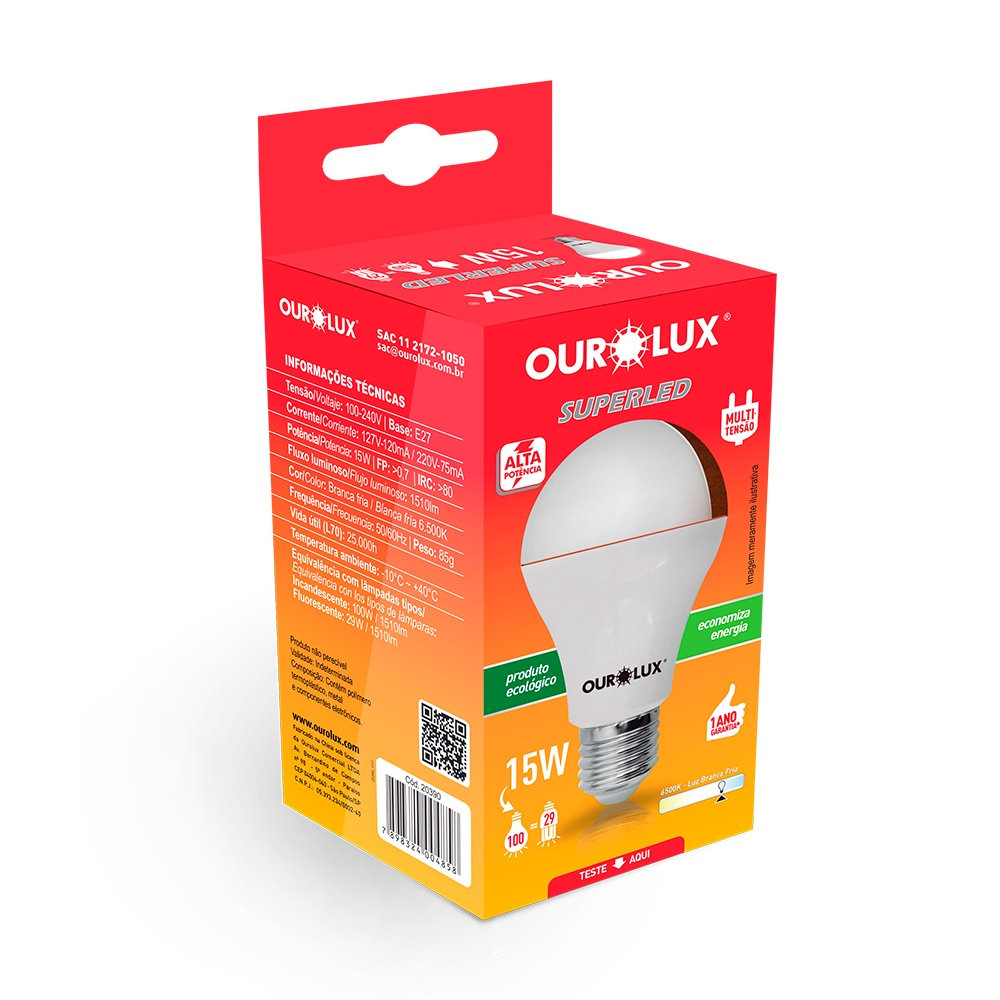 Lamp Superled 15W Biv 6500K Ourolux No Shoptime