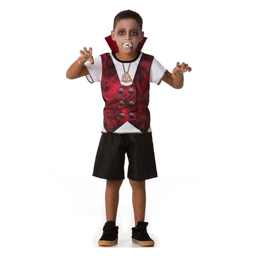 Fantasia Halloween Infantil Vampiro Completo Menino Conde Drácula com  Sangue e Dentadura Dia das Bruxas em Promoção na Americanas