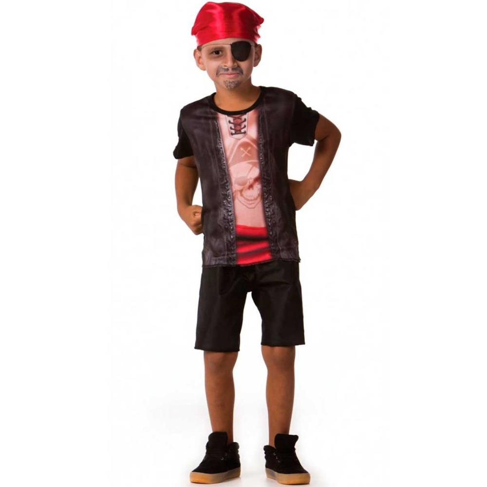 Fantasia Pirata Infantil Masculino Tapa Olho Camiseta Shorts em Promoção na  Americanas