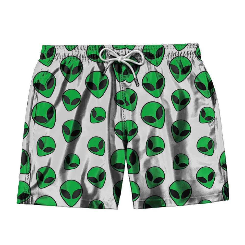Bermuda Short Alien Verde Espaço Masc Estampas Praia Zika 29