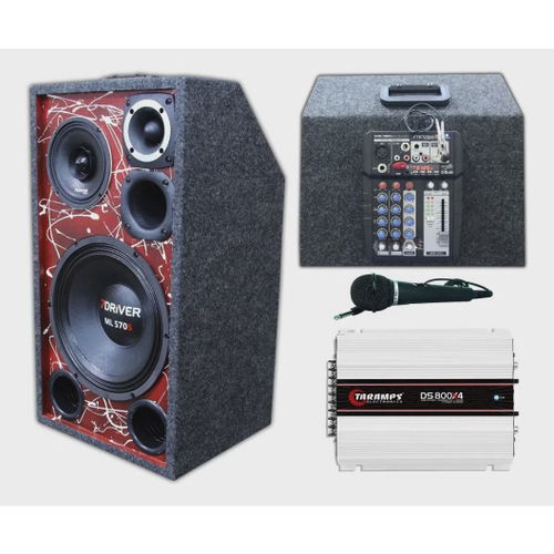 Caixa Bob Vazia P/Alto Falante de 12 (SubWoofer) + 1 Tweeter + 1 Driver + 1  Player C/ Duto de 3 Polegadas - Desconto no Preço