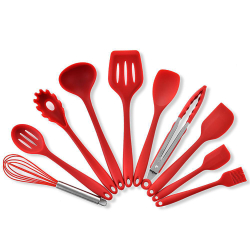 Kit 10 Utensílios Para Cozinha Silicone Vermelho Menor preço em Kit 10 Utensílios Para Cozinha Silicone Vermelho