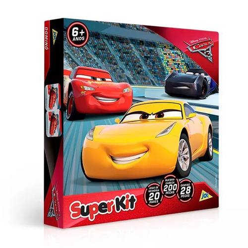 Jogo Super Kit - Carros - 3 Em 1 - Jogo de Memória - Quebra Cabeça