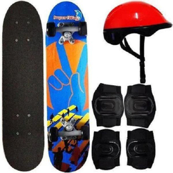 Skate Infantil 24 Polegadas Com Kit De Proteção Capacete Menor preço em Skate Infantil 24 Polegadas Com Kit De Proteção Capacete