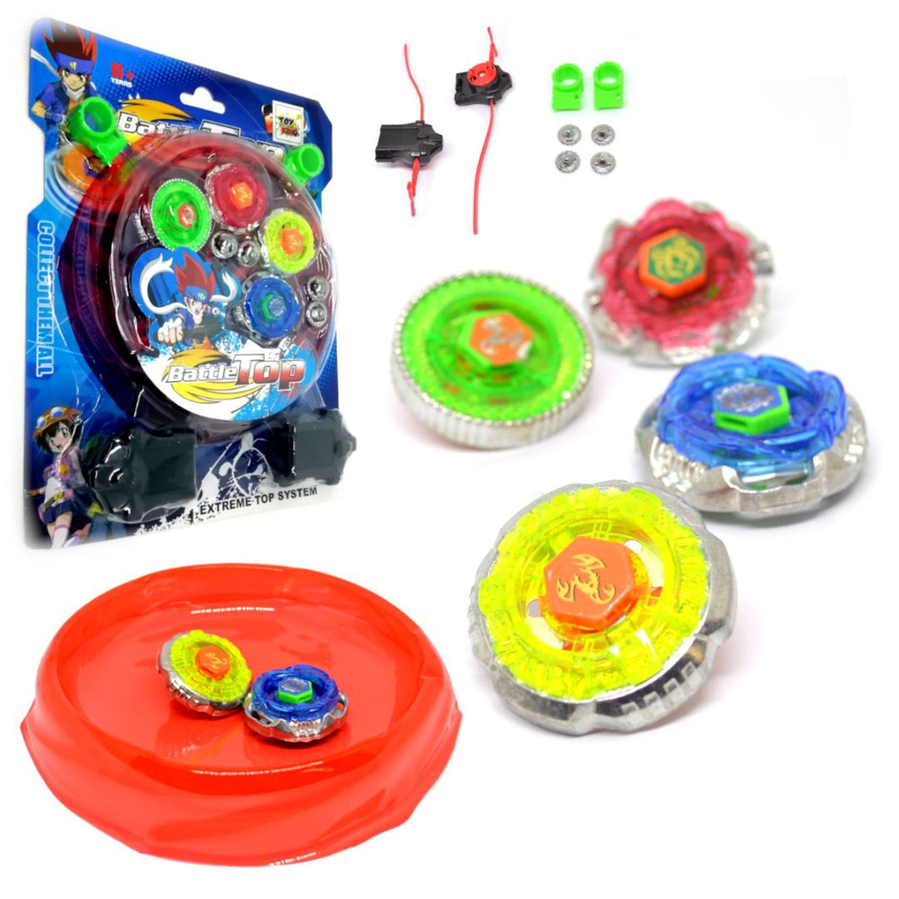 Kit 4 Beyblade Metal 5d + 2 Lançador + 1 Arena Brinquedo