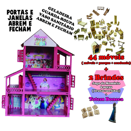 Casa Para Boneca Barbie Desmontada 129x88x42,5 Mdf Madeira