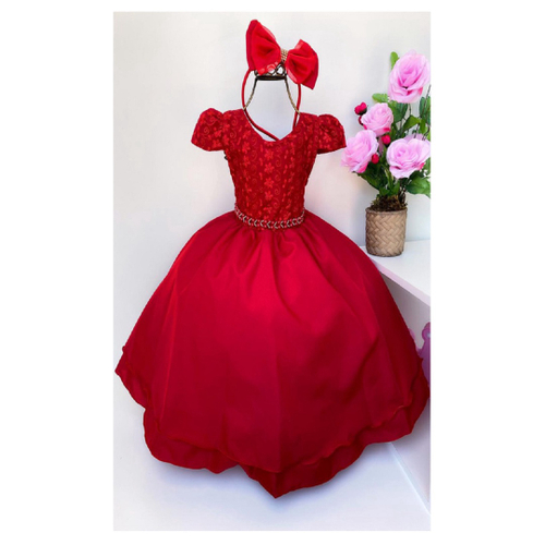 Vestido infantil festa sales vermelho