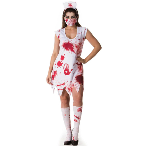 Fantasia Enfermeira Zumbi Halloween Feminino Adulto Terror