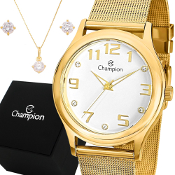 Relógio Champion Feminino CN29098W + Kit de Brincos e Colar Menor preço em Relógio Champion Feminino CN29098W + Kit de Brincos e Colar