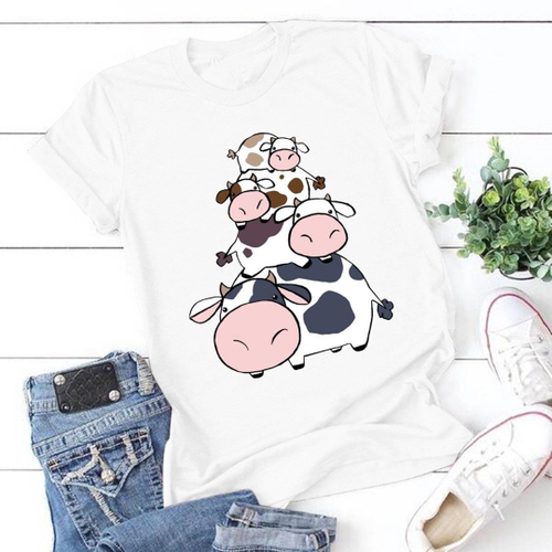 camiseta com estampa de vaca