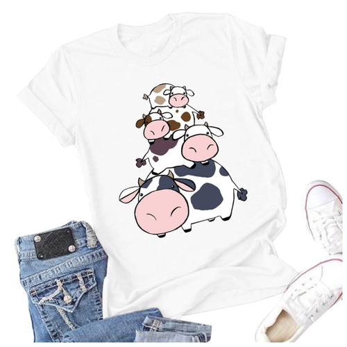 camiseta com estampa de vaca