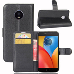 Kit Capa Carteira Couro Moto E4 Plus Preta + Película Vidro