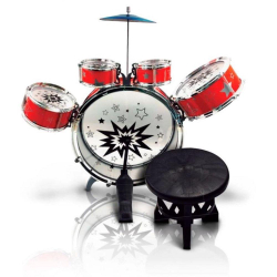 Bateria Infantil com Banquinho 63cm Vermelho Importway é boa?