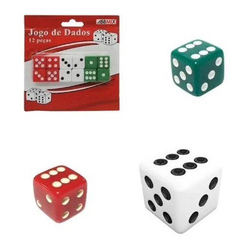 Kit 6 pcs Dados P/jogo De Salao Vermelho/branco 6 Faces