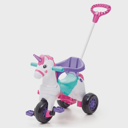 Triciclo Motoca Infantil Unicórnio Com Haste Tchuco Samba Toys