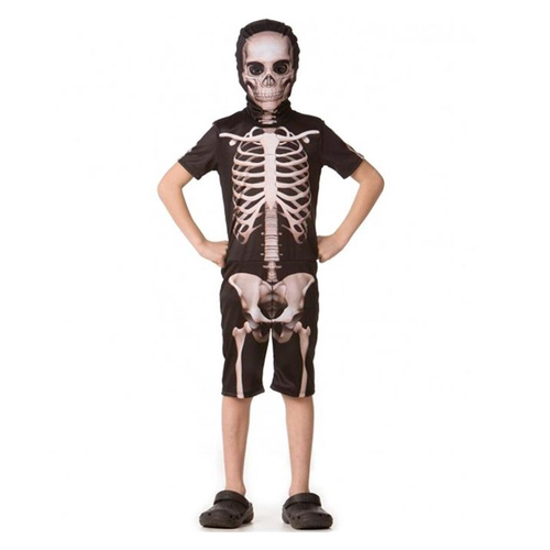 Fantasia de Halloween Infantil Masculina Esqueleto Mariachi Curto Com  Máscara