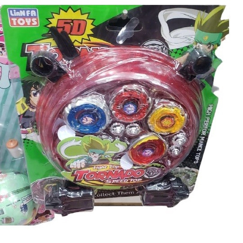 Kit Beyblade Metal 5D Brinquedo 4 Peões Led Toys