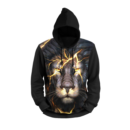 lion printed moletom com capuzs