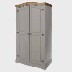 Guarda Roupa de Madeira Maciça com 2 Portas na cor Cinza Lavado Menor preço em Guarda Roupa de Madeira Maciça com 2 Portas na cor Cinza Lavado