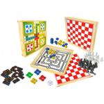 Jogo De Tabuleiro Dama Ludo Xadrez E Trilha 4 Em 1 - Ibirart - R$ 54,9