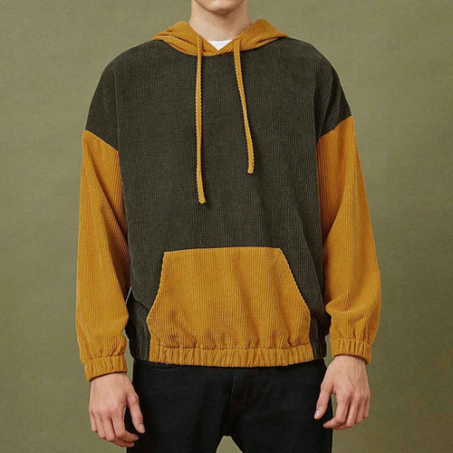 corduroy patchwork moletom com capuz