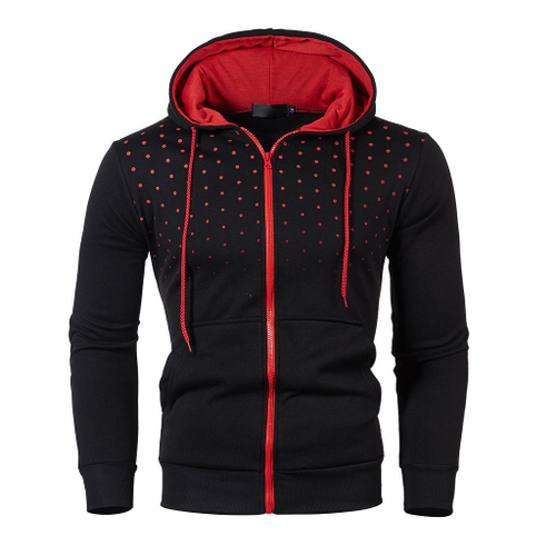 patchwork zip up moletom com capuz