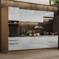 Cozinha Completa Madesa Lux 320004 com Armário e Balcão - Rustic/Cinza Menor preço em Cozinha Completa Madesa Lux 320004 com Armário e Balcão - Rustic/Cinza