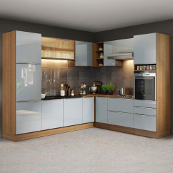 Cozinha Completa de Canto Madesa Lux 526001 com Armário e Balcão - Rustic/Cinza Menor preço em Cozinha Completa de Canto Madesa Lux 526001 com Armário e Balcão - Rustic/Cinza