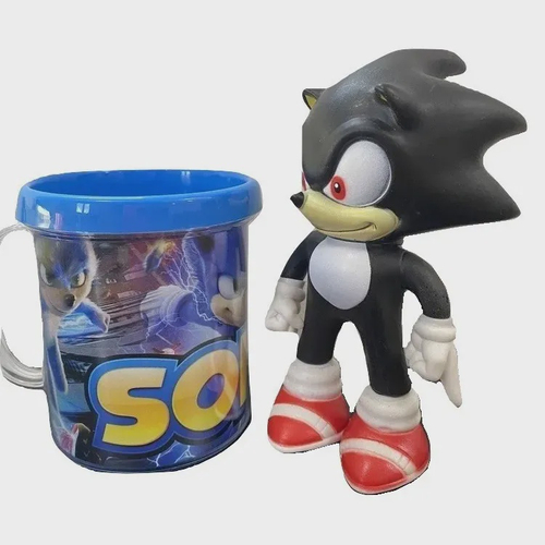 Boneco Sonic Azul Pequeno com Caneca Personalizada