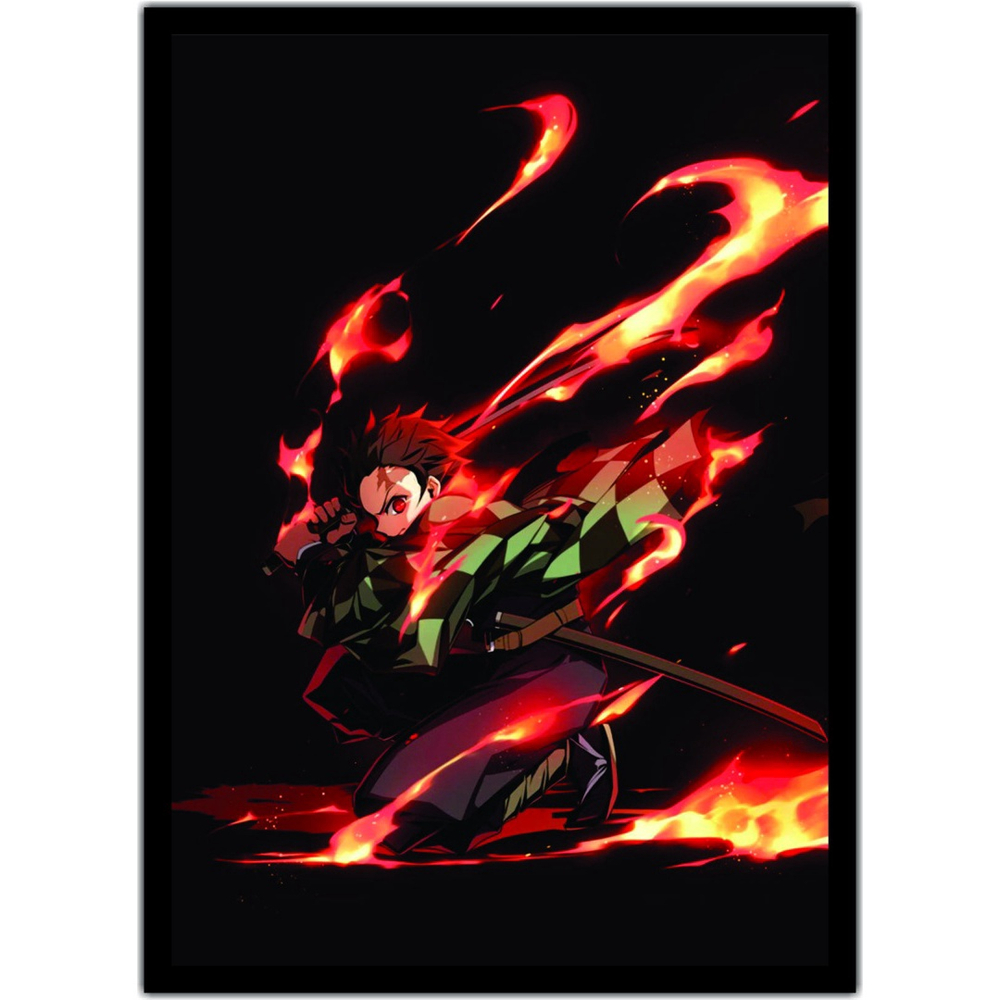 Quadro Anime Demon Slayer Desenho Com Moldura G01 - Vital Quadros