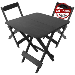 Jogo de Mesa 70 x 70 cm com 4 Cadeiras Dobráveis - Madeira - Maplan é boa?