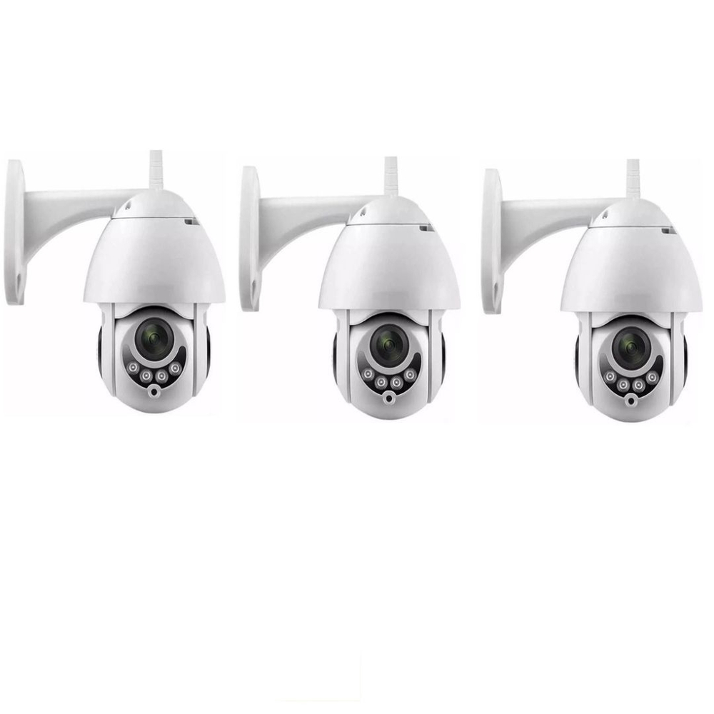 Kit 3 Câmeras ip Rotativa Icsee Dome Gira 320º Prova D'água Externa