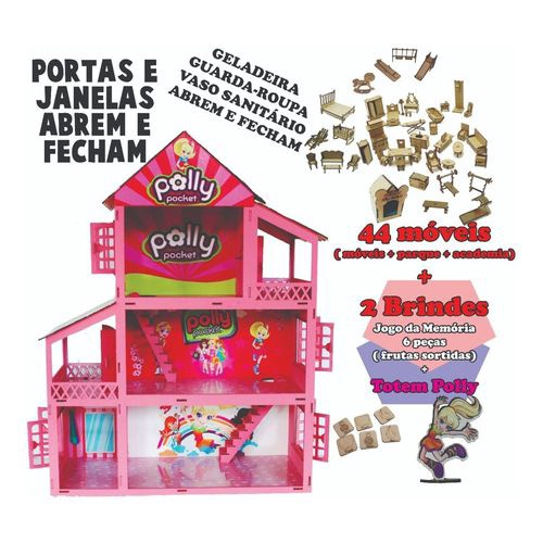 Casinha De Boneca Grande 60cm De Madeira mdf + Kit Mini Moveis 30 peças :  : Brinquedos e Jogos