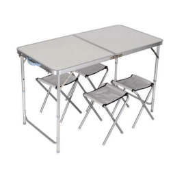 Mesa maleta em aluminio com 4 cadeiras 120X60CM altura ajustavel camping praia com banquinhos banco é boa?