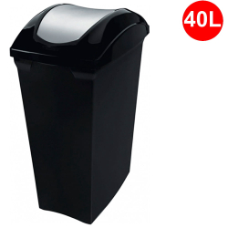 Lixeira PLástica com Tampa Basculante 40 Litros cor Preta com Tampa Prata Ref. SR64 Menor preço em Lixeira PLástica com Tampa Basculante 40 Litros cor Preta com Tampa Prata Ref. SR64