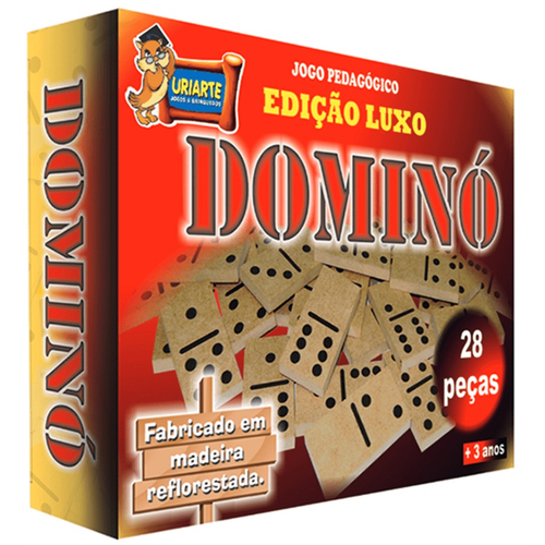 Jogo Domino Pingos Coloridos 28 Peças Estojo Madeira Xalingo