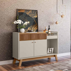 Buffet aparador retrô com bar Lucca Linea Brasil Amendoa Off White Menor preço em Buffet aparador retrô com bar Lucca Linea Brasil Amendoa Off White