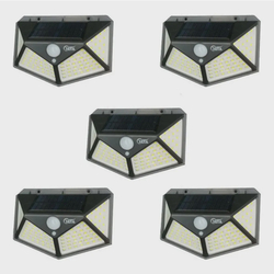 Kit 5 Luminária Solar Parede 100 Led Preta Sensor Presença Com 3 Funções Menor preço em Kit 5 Luminária Solar Parede 100 Led Preta Sensor Presença Com 3 Funções