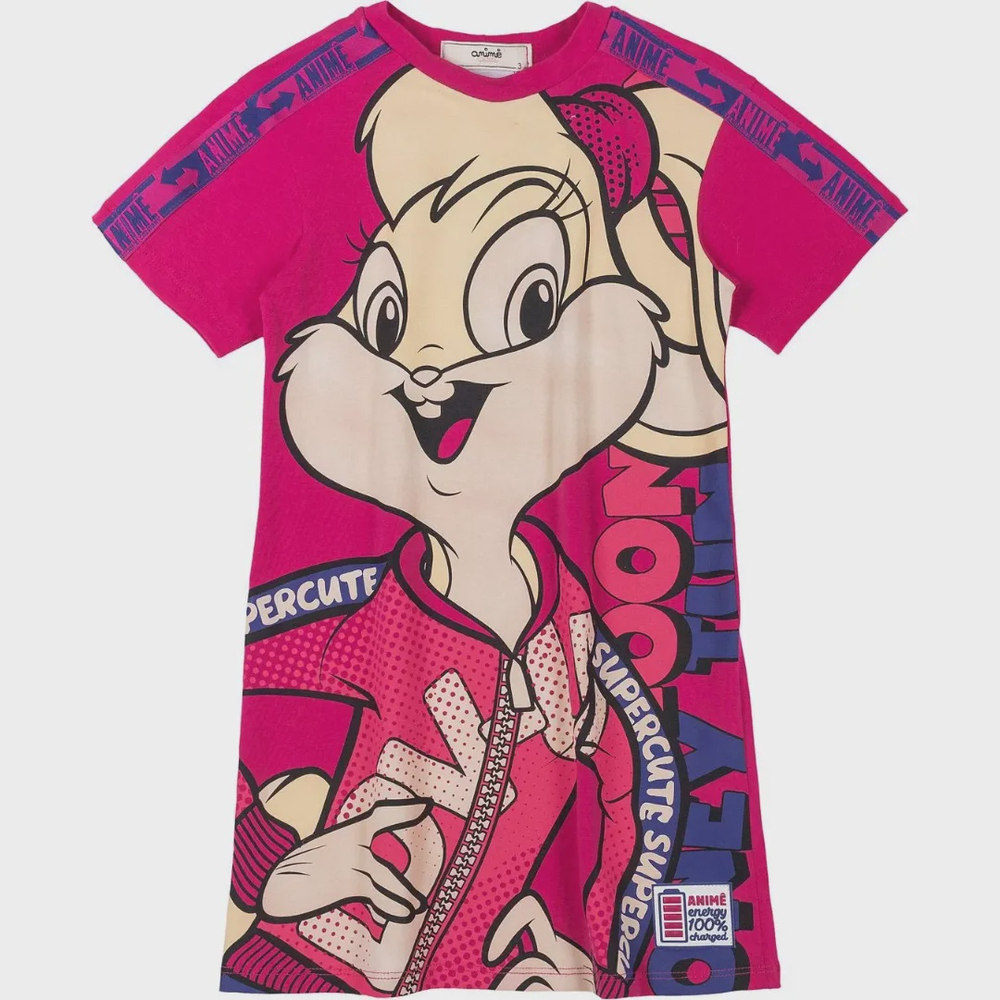 Vestido anime lola bunny super cute pink em Promoção na Americanas