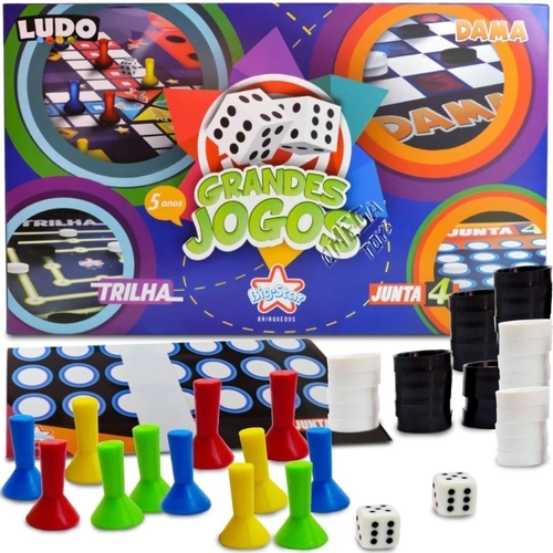 Grandes Jogos com Ludo, Dama, Trilha e Junta 4 Big Star - Jogos