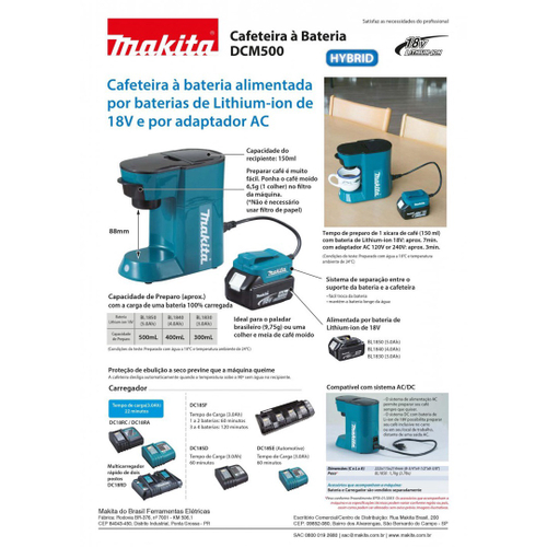 Cafeteira a bateria el trica DCM500Z Makita em Promo o na Americanas