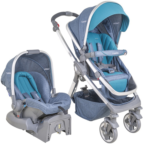 Carrinho de Bebe Kiddo Bebê Conforto Moon Azul Turquesa