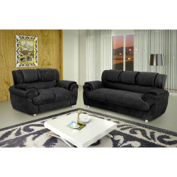 Sofá Conjunto com 2 e 3 Lugares Jogo em Tecido Suede 7025 Preto Menor preço em Sofá Conjunto com 2 e 3 Lugares Jogo em Tecido Suede 7025 Preto
